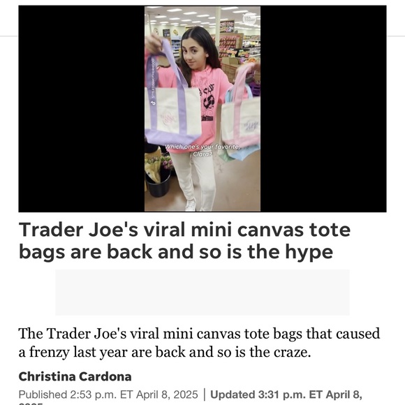 (2) LARGE Lavender 💜 Trader Joe’s Canvas Tote Bags 🎁 FREE Comfort Foods TJ Bag - Picture 11 of 15